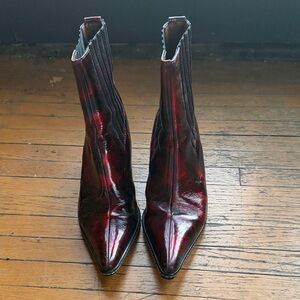 Donald J. Pliner Pointed Toe Ankle Boots in Deep Burgundy